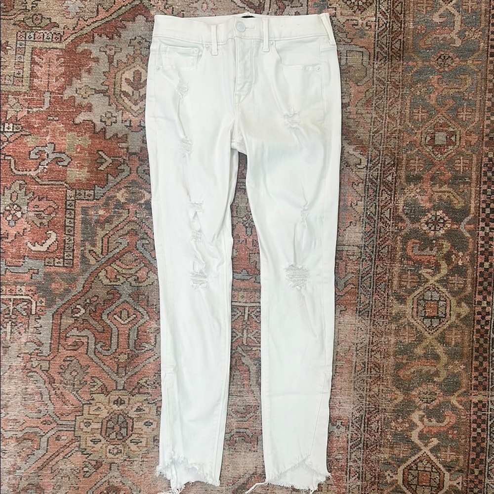 Women's White Distressed Jeans